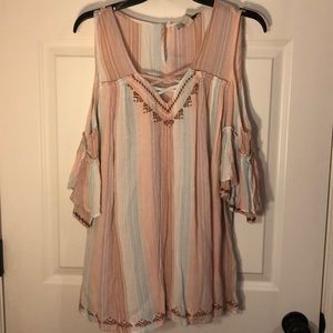Pastel colored cold shoulder shirt